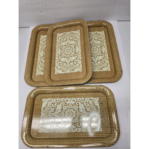 Unbranded Other - Vintage MCM Metal TV/Lap Trays , Set Of 4 Flower Power RETRO